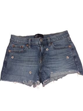 GAP Denim 3" Shorts Sz 25 Floral Daisy Embroidered